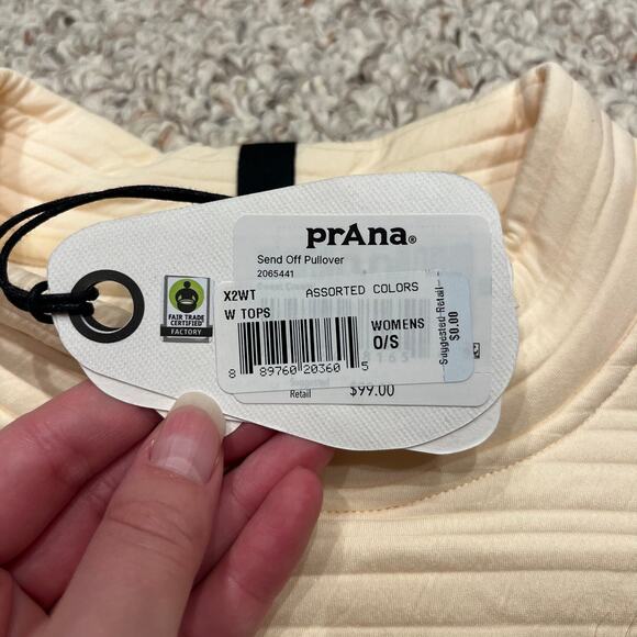 NWT Prana Send Off Mock Neck Pullover Sz L Pale Yellow Lounge Active Outdoor - Picture 2 of 6